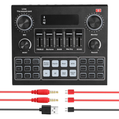 Live Sound Card Bluetooth V9 External Voice Audio Mixer for Live Music Recording