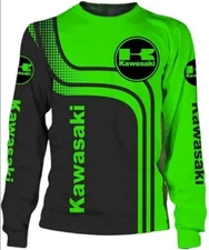 Long sleeve Shirt 3D Motobike Size S-5XL Printed 3D Kawasaki Green Hot Trend