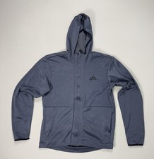 Adidas Climawarm Men  s Medium Full Zip Hoodie Blue Pockets Logo Active Sports