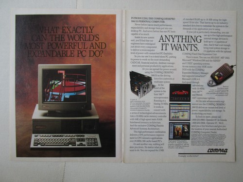 9/1989 PUB COMPAQ COMPUTER PC ORDINATEUR DESKPRO 386/33 ORIGINAL AD | eBay