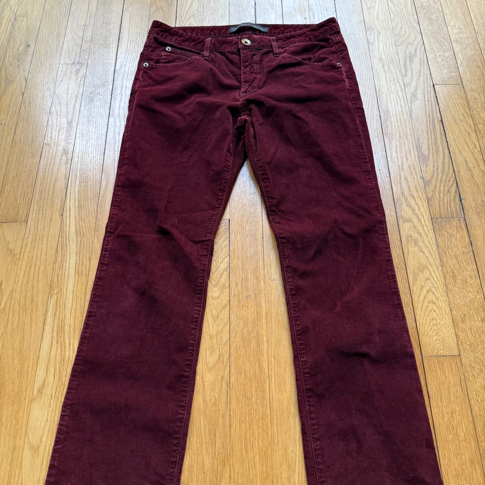 Theyskens' Theory Size 28 Burgundy Corduroy Slim Fit Mid Rise Straight Leg Pants - Image 3 of 4