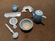 Lot of Antique Enamel Child s Kitchen Ware Utensils