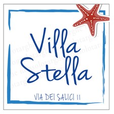 targa villa con stella marina mattonella quadrata ceramica f.to 15x15 cm.