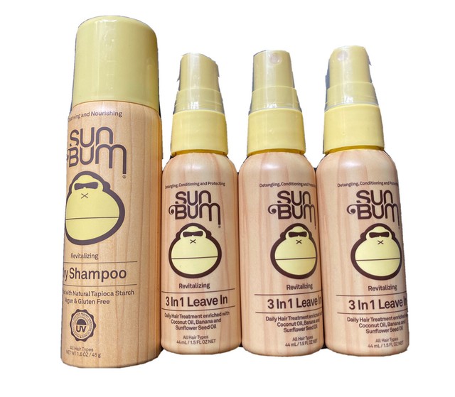 4PK SUN BUM Hair Care Beach Formula DRY SHAMPOO AND 3IN1 LEAVEIN