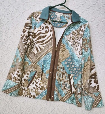 Zippered Jacket Draper's & Damon's M Nice Colors Pretty Design With Sparkle