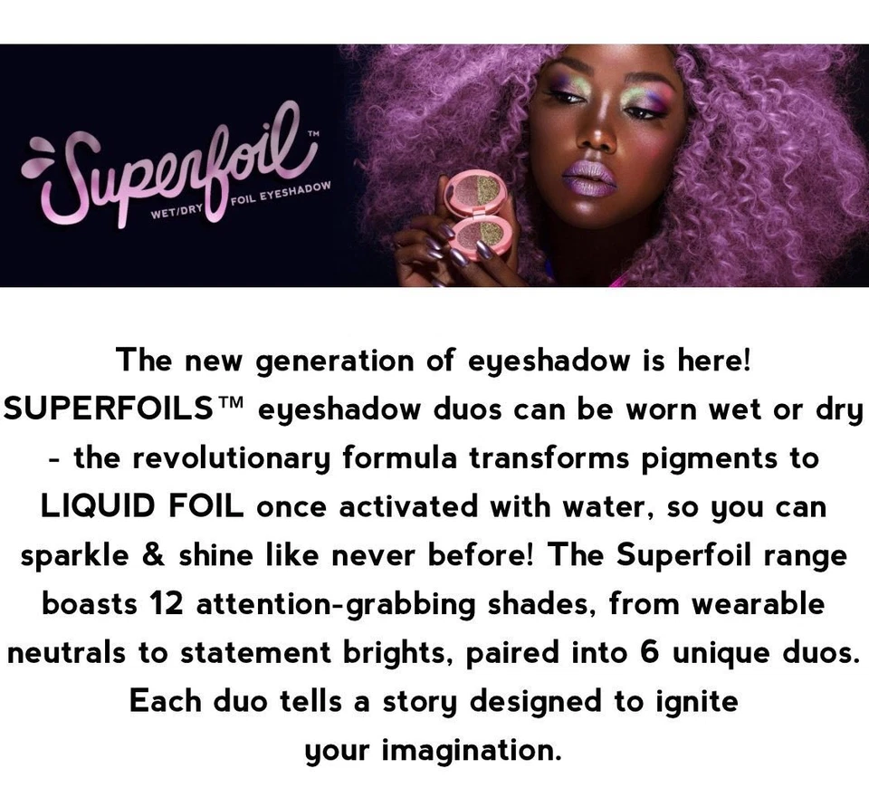 ORIGINAL LIME CRIME SUPERFOIL EYESHADOW WET/DRY METALLIC DUO ELECTRIC/BARBARELLA - Image 3 of 4