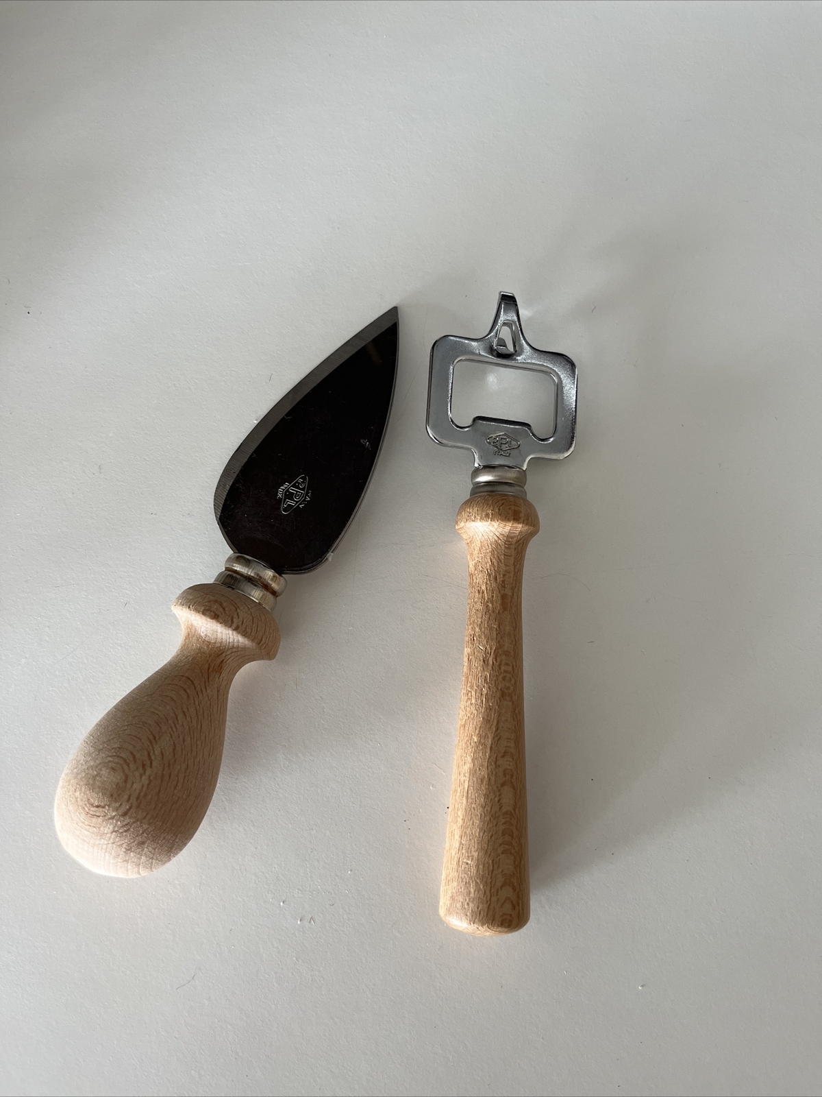 Vintage Pedrini Italy PPL Wood & Inox Barware 2 Piece Set Opener