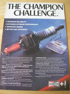 CHAMPION ZÜNDKERZEN KUPFERKERN 1987 PLAKAT WERBUNG FERTIG RAHMEN A4 GRÖßE DATEI W