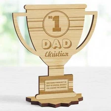Personalised Wooden Trophy Keepsake, No.1 Dad