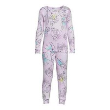 Disney Princess Girls Allover Print LS Top and Pants Pajama Set-Purpl-Size 8-NWT