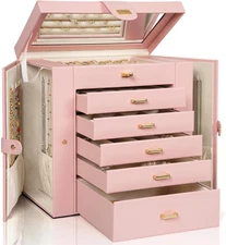 Huge Jewelry Box Organizer Functional Extra Large Leather Jewelry Storage Case f