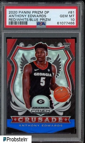 2020 Prizm DP Red White Blue #81 Anthony Edwards RC Rookie PSA 10 GEM MINT