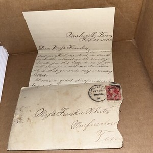 Antique 1892 Correspondence to Weir Kansas From Fillmore Street Nashville TN