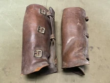 ORIGINAL WWI GERMAN M1915 OFFICER COMBAT FIELD LEATHER LEGGINGS- SIZE 4