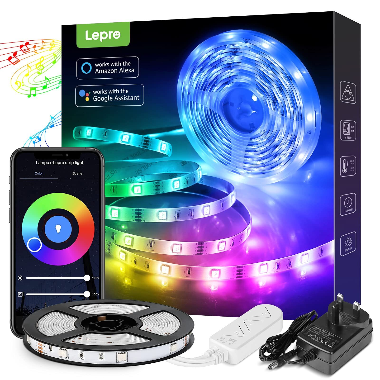16.4ft Smart LED Strip Lights with App Control and Remote, 5050 RGB-image