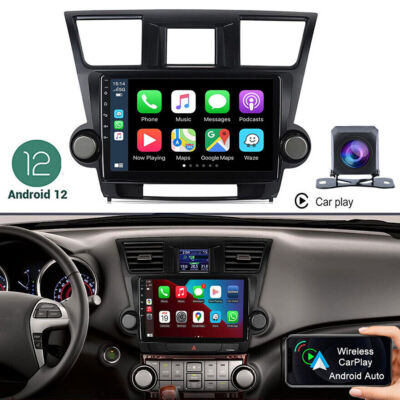 For 2008-2013 Toyota Highlander Wireless Carplay GPS Camera Android 12 Car Radio