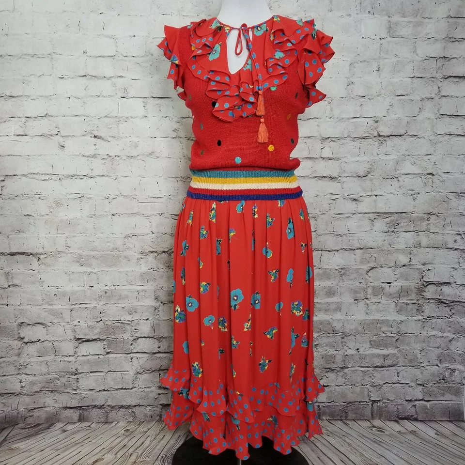 Diane Freis for Marisa Christina Floral Sleeveless Knit Top & Skirt Set Boho NOS - Image 2 of 4