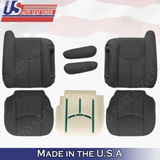 2004 CHEVY SILVERADO 2500 FRONT SEAT COVERS DARK GRAY LEATHER 692 + FOAM CUSHION