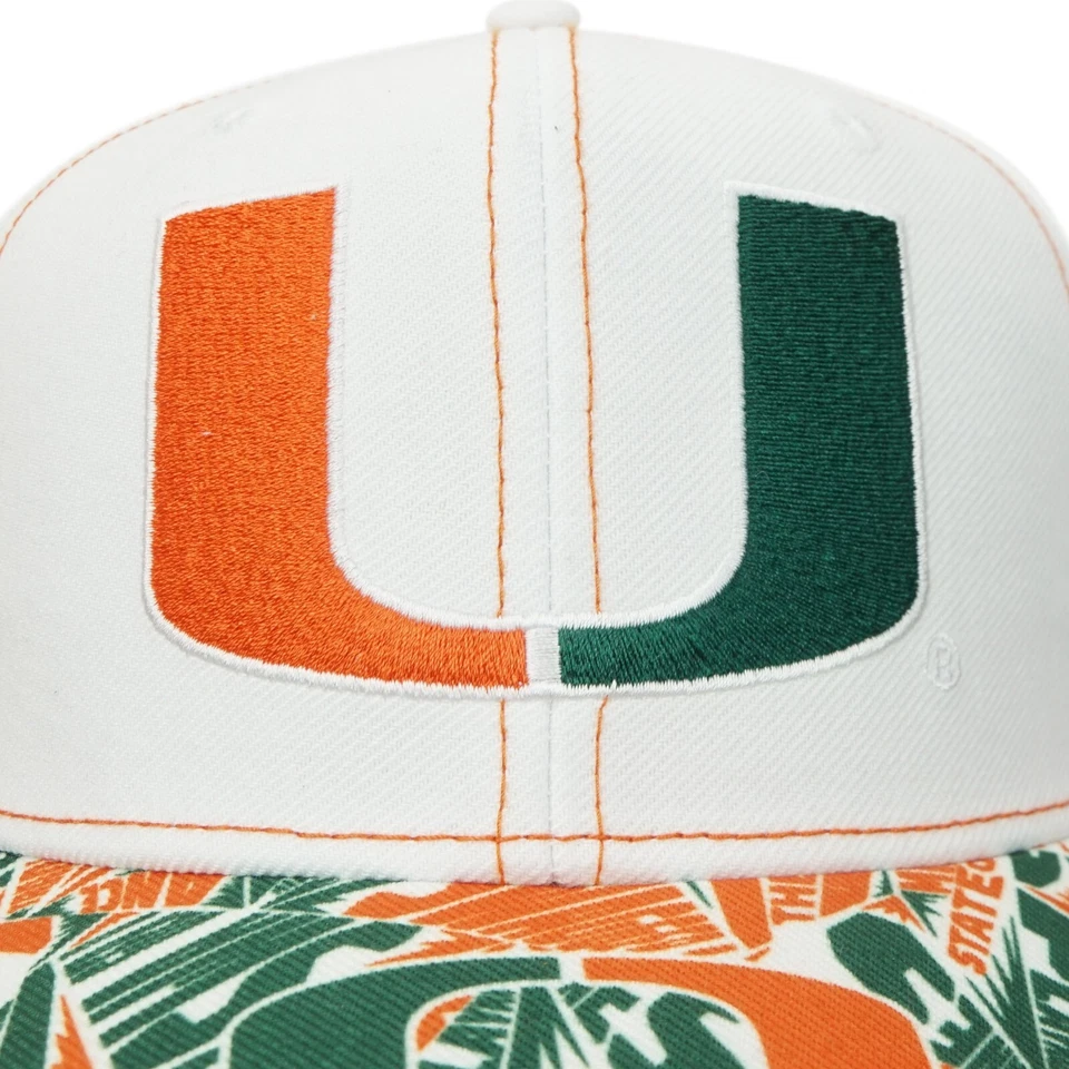 Miami Hurricanes NCAA Adidas Subliminated Bill 2-Tone Snapback Cap Hat - Image 4 of 4