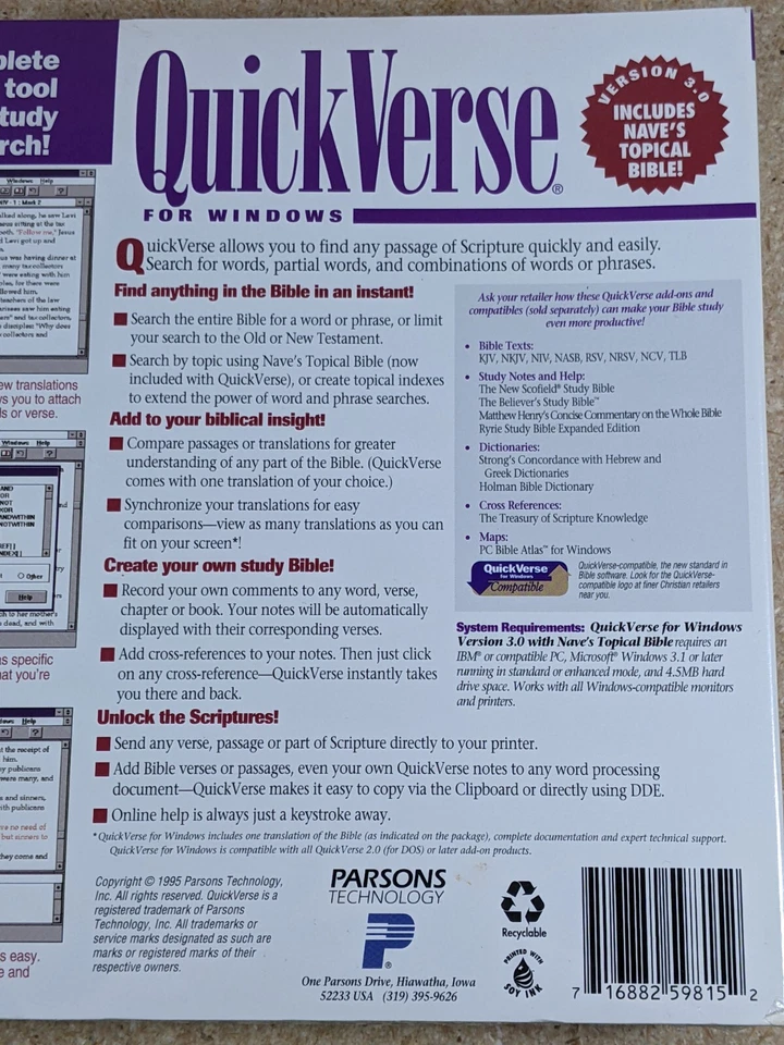 Quickverse 3.0 Windows Bible Reference Tool Sealed King James Version Vintage - Image 4 of 4