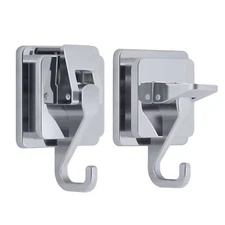 2 Shower Suction Cup Wreath Hooks Waterproof Silver Decorative Hooks 15lb Hold