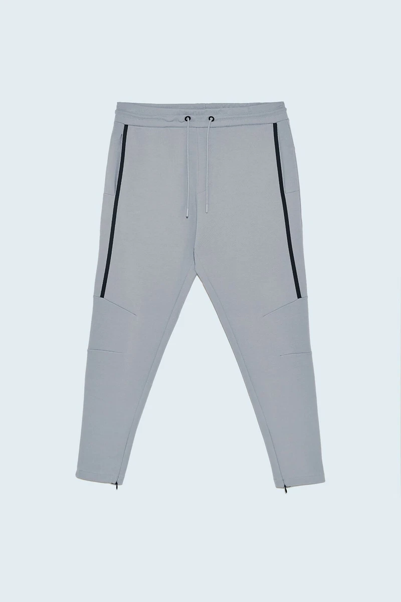 New Zara Heat Sealed Stripe Jogger Jogging Pants 0761 403 Grey Small S trouser