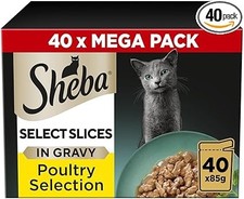 Sheba Select Slices Cat Wet Food - Poultry Selection in Gravy - 40x85g 5.96 per kilo