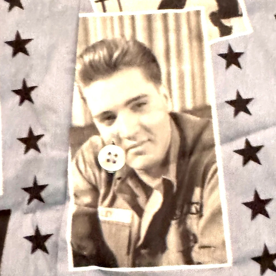 Camisa de Campamento Elvis Presley Unisex Nueva con Etiquetas Azul Periwinkle con Elvis Vintage Retro Lk Lg Foto 2 de 4