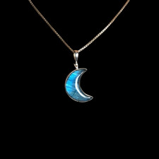 Labradorite Pendant 925 Sterling Silver Handmade Half Moon Pendant Gift For Her