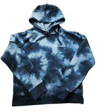 Champion Hoodie Small S/CH Blue Black Tie-Dye Fleece Pullover Sweatshirt Logo...