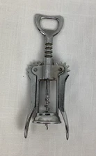 Vintage Italian Wine Bottle Winged Corkscrew Opener, Italy, 7"