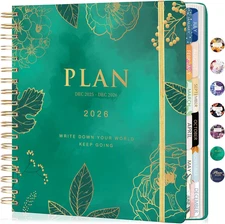 2026 Planner Weekly and Monthly， Jan - Dec 2026 8.3 X 9.3 Inch Hardcover Spiral 