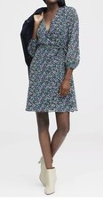 Banana Republic Womens Blue 4 Floral Chiffon Faux Wrap Dress Brunch Springtime