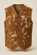 Vintage Western Cowhide Vest with Real Hair-on Pony Skin And Cow Print Vest Men