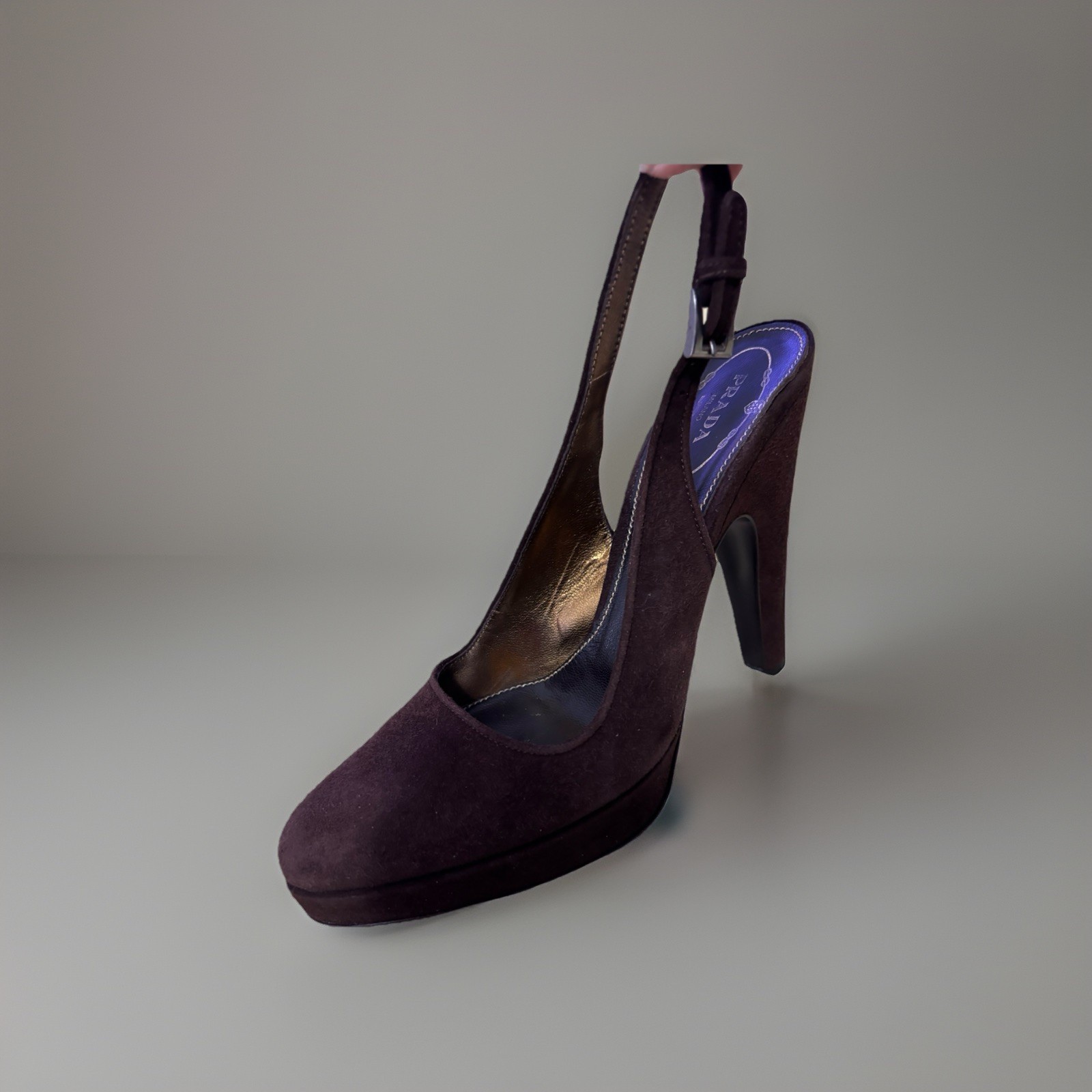Prada Brown Pumps Heels 36 Vintage Rare Platform Slingback Pumps MSRP $1000+