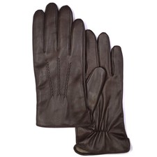 Mens Nappa Lambskin Leather Gloves 100 Cashmere Lining ,Brown,Medium