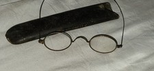 Antique Metal Wire Rim Glasses With Case Rough Condition Victorian