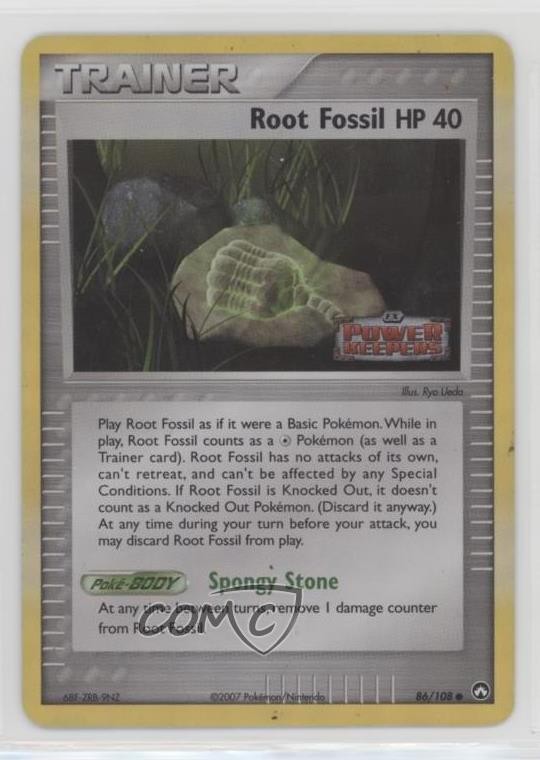 Root Fossil Reverse Foil Pokemon EX Power Keepers #86 2007