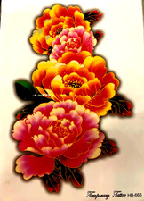 PINK ORANGE FLOWER TATTOO temporary 4"x7.75 Fun GIFT idea 8 party favor HB-666