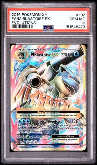 M Blastoise EX 102/108 Full Art Pokemon XY Evolutions Mega #102 GEM MINT PSA 10
