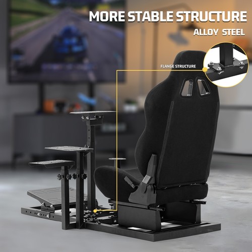 Marada Flight Racing Simulator Cockpit With Black Seat Adjustable Fits Logitech
