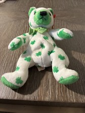 Ty Beanie Baby Clover the Bear 2001 St. Patrick  s Day Shamrock Green Bow w/ Tags