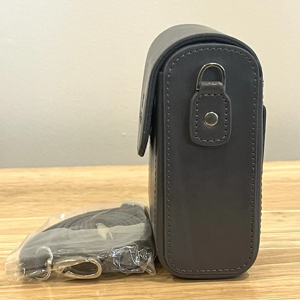 Estuche de cuero para cámara Canon PowerShot G7 X Mark III, G7 X Mark II, G7 X correa gris Foto 4 de 4