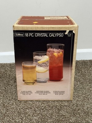 Vintage 1984 Libbey Crystal Calypso 18 Pc Glass Set 81841 Factory Sealed NOS