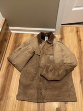 Carhartt Men’s CO3 Canvas Blk Quilted Brown Size 40 Coat Well Worn