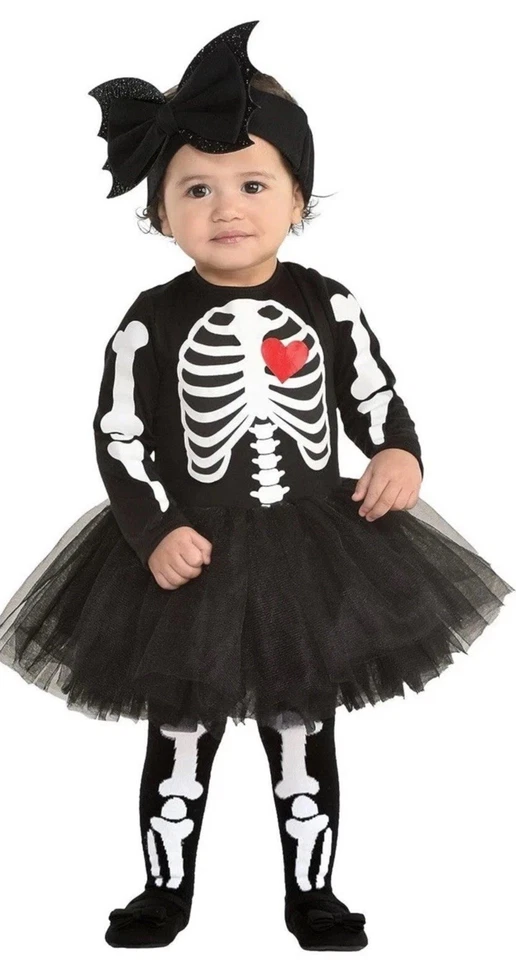 Baby Bones Skeleton Suit Toddler Girl 18-24 Mos Halloween Child Costume - Image 2 of 3