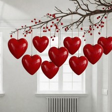 12 Pcs Valentine's Day Heart Ornaments 3.15 Inches Large Valentine's Day Red ...