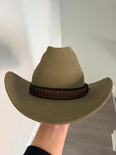 Stetson VTG 3X Beaver Felt Cowboy Hat - Size 7 1/8 Sage Brown - SHARP