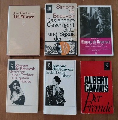 6 x Albert Camus, Simone de Beauvoir, Jean-Paul Sartre /deutsch, 5 x TB, 1 x geb