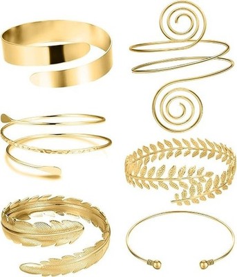 RIOSO 6 Pieces Arm Cuff Upper Arm Band Cuff Bracelet Bangle for Women Adjustable